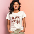 Women's Groovy Never Goes Design Printed T-Shirt