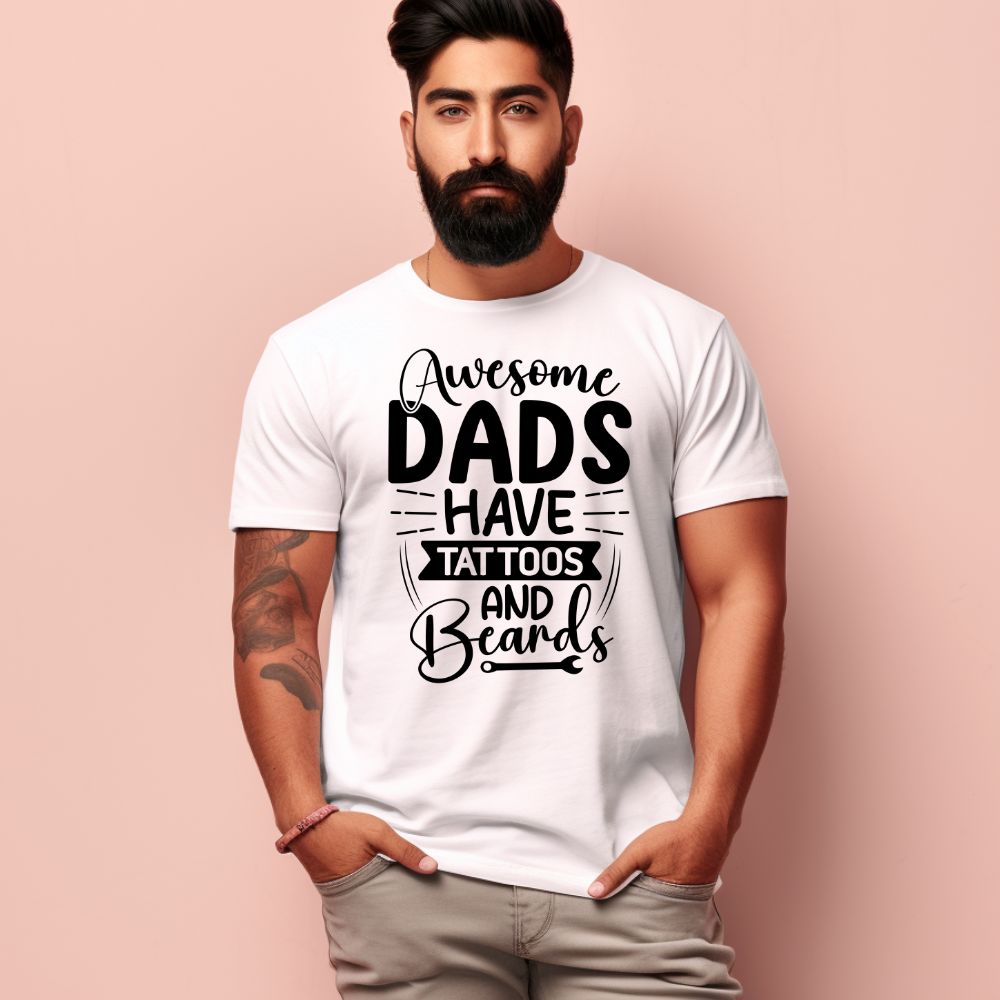 Men's Awesome Dad's Have Tattoo's And Beards Design Printed T-Shirt Main image