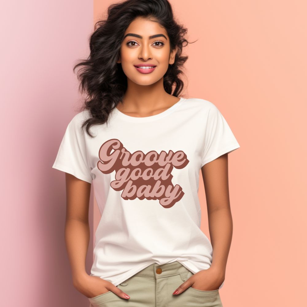 Women's Groove Good Baby Design Printed T-Shirt Main image