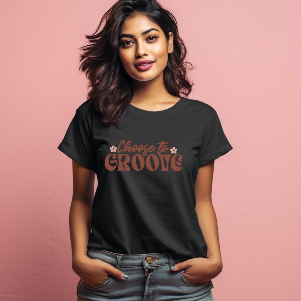 Women's Choose To Groove Design Printed T-Shirt Main image