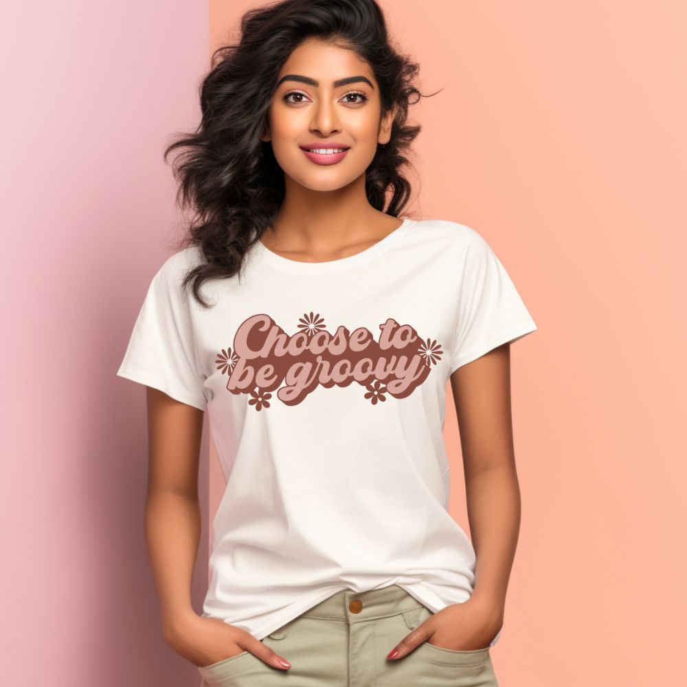 Women's Choose To Be Groovy Design Printed T-Shirt Main image