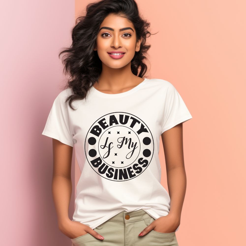 Women's Beauty Is My Business Design Printed T-Shirt
