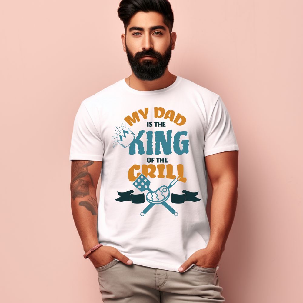 Men's My Dad Is the King Of The Grill Design Printed T-Shirt Main image