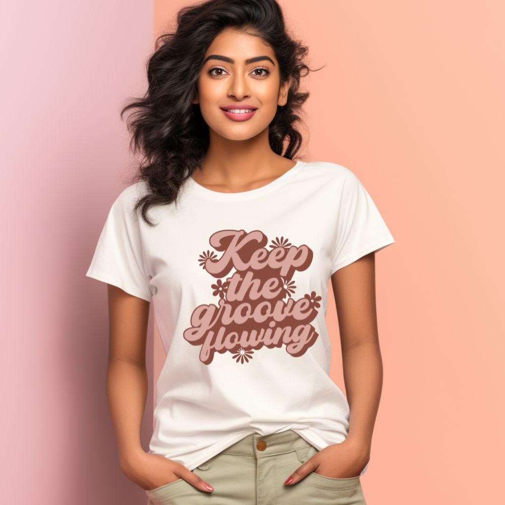 Women's Keep The Groove flowering Design Printed T-Shirt Main image