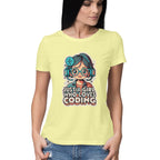 Women's Just a Girl who Loves Coding Quote Printed T-Shirt