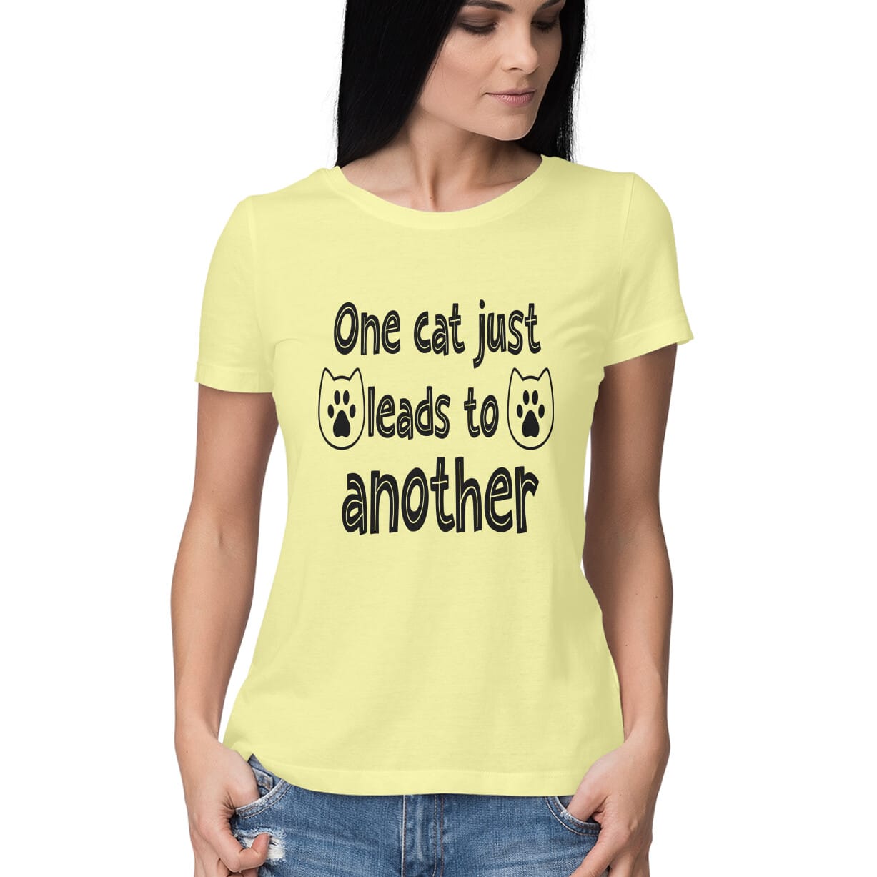Women's One Cat just Leads to Another Quote Printed T-Shirt