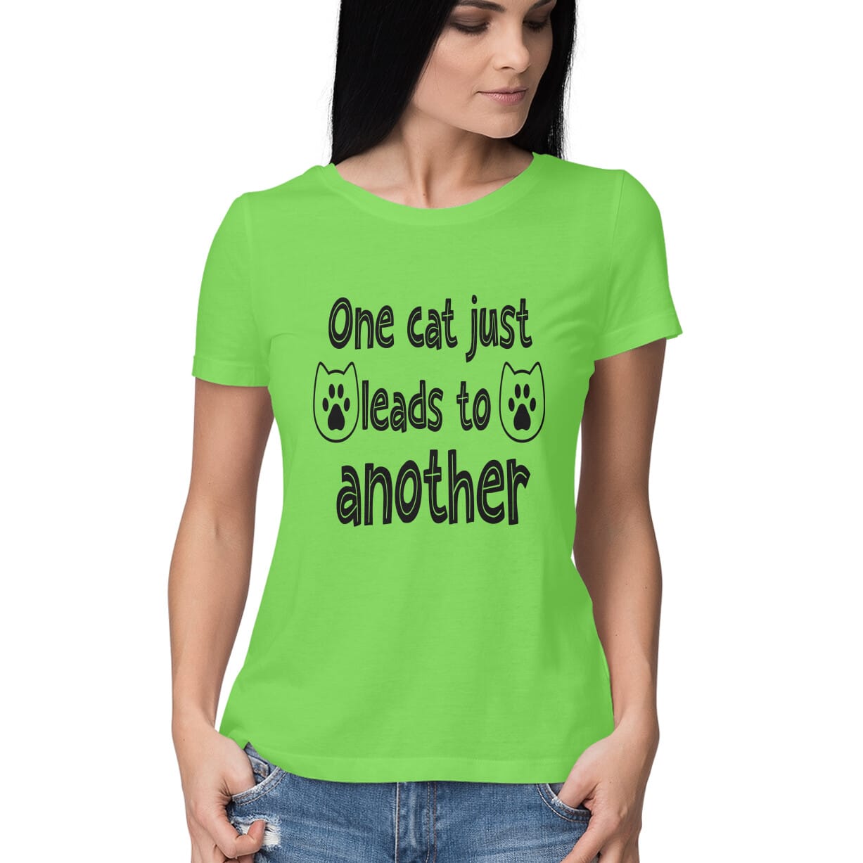 Women's One Cat just Leads to Another Quote Printed T-Shirt