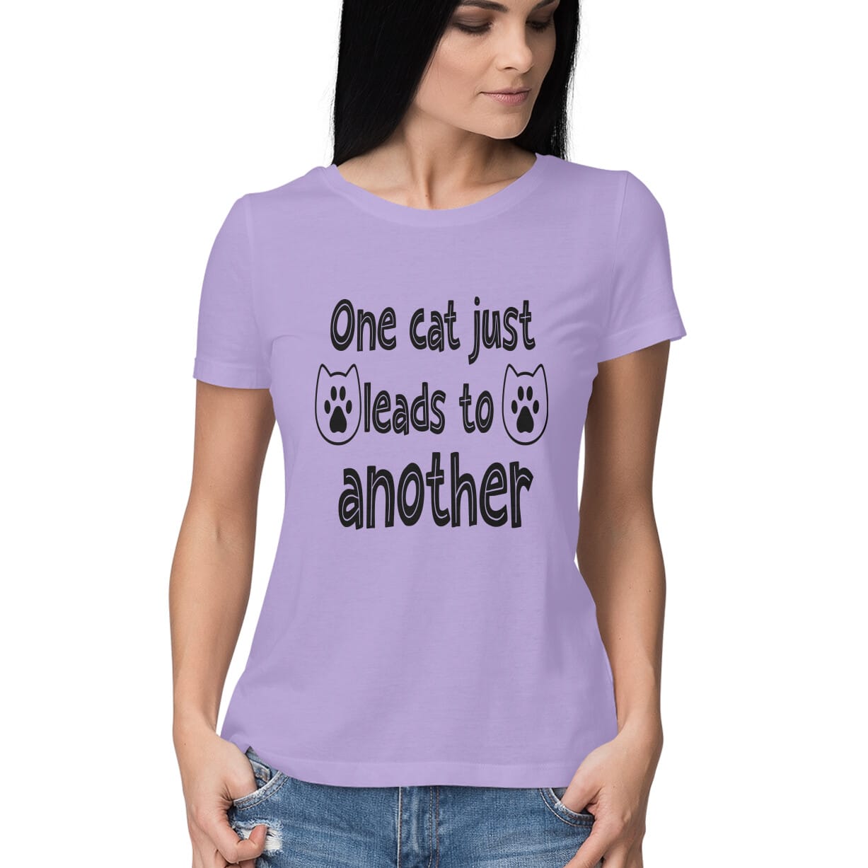 Women's One Cat just Leads to Another Quote Printed T-Shirt