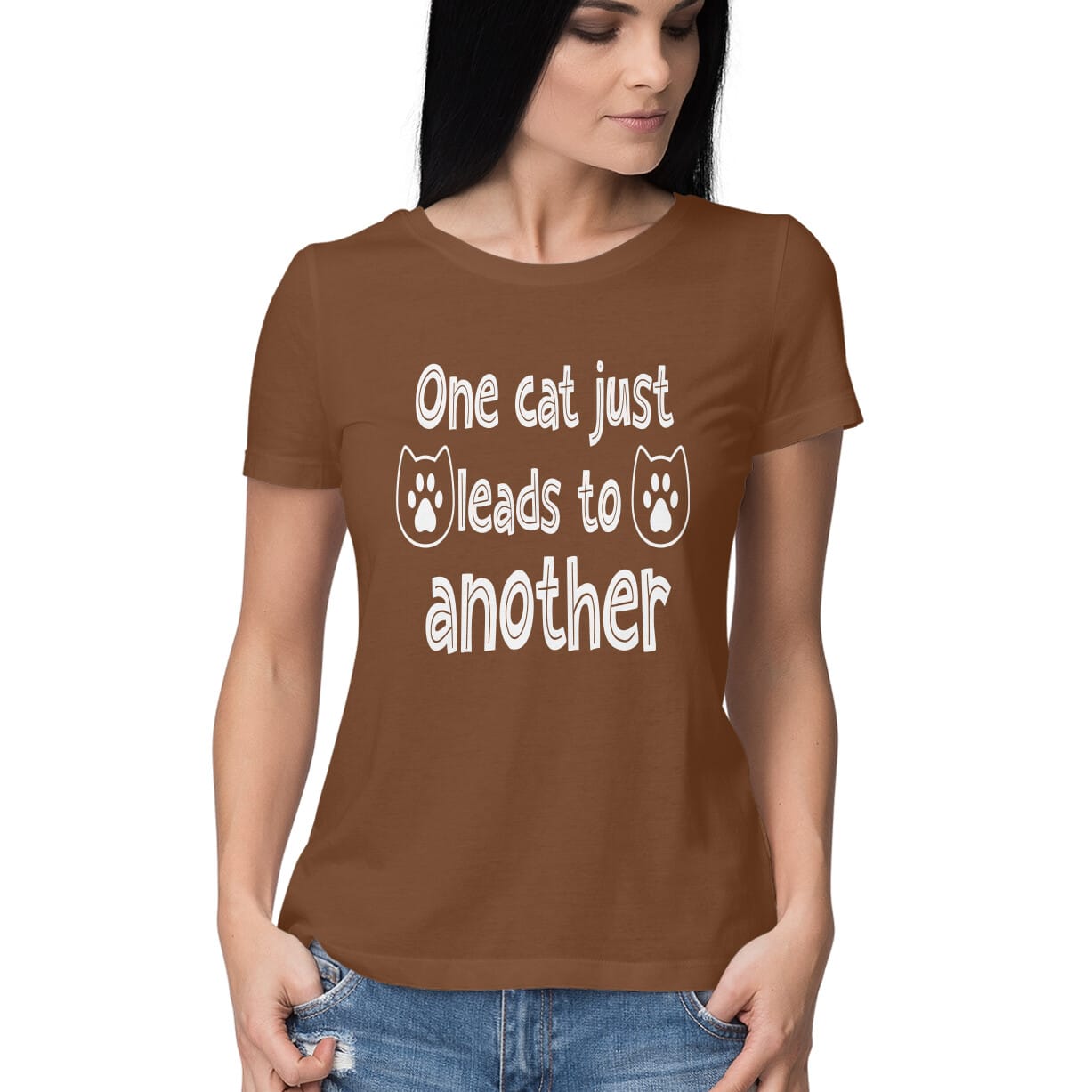 Women's One Cat just Leads to Another Quote Printed T-Shirt
