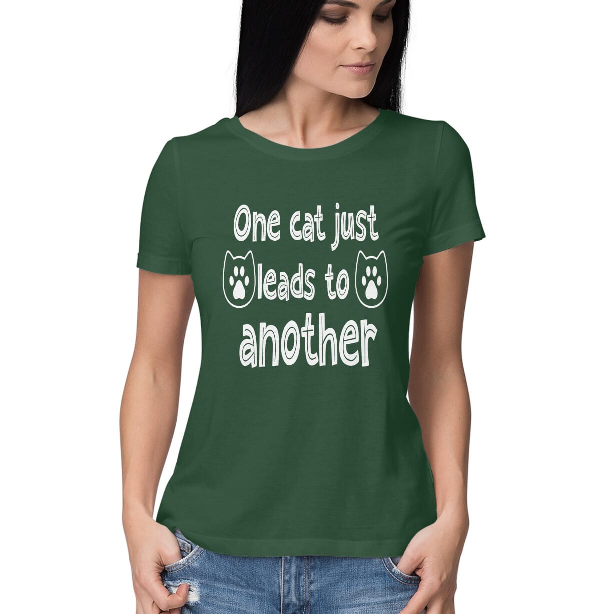 Women's One Cat just Leads to Another Quote Printed T-Shirt