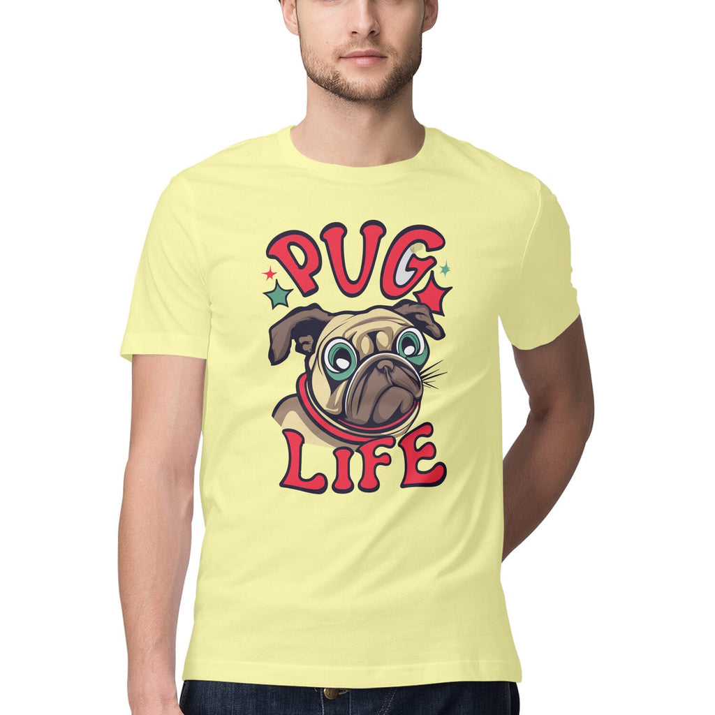 Men's Pug Life Design Printed T-Shirt