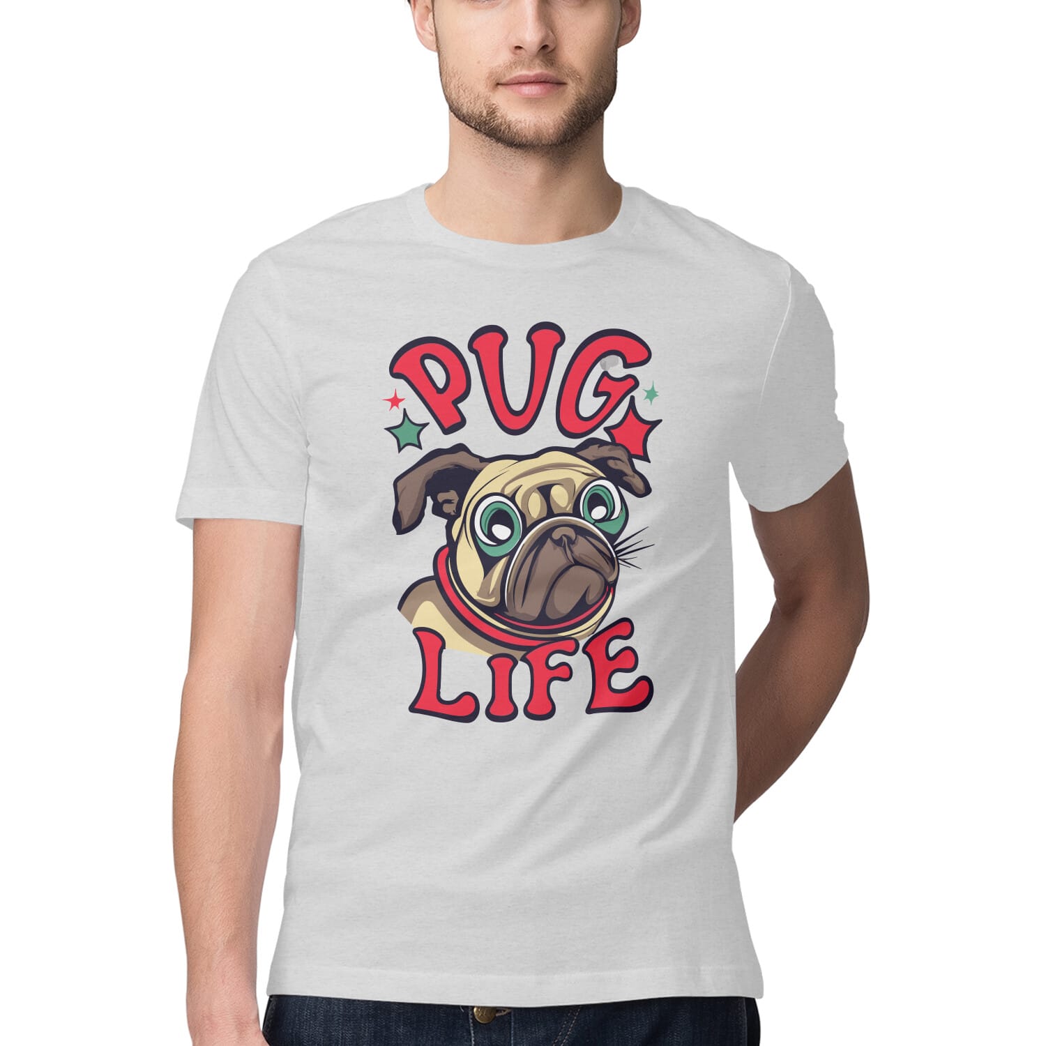 Men's Pug Life Design Printed T-Shirt