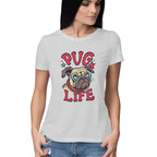 Women's Pug Life Design Printed T-Shirt