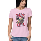 Women's Pug Life Design Printed T-Shirt