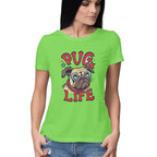 Women's Pug Life Design Printed T-Shirt