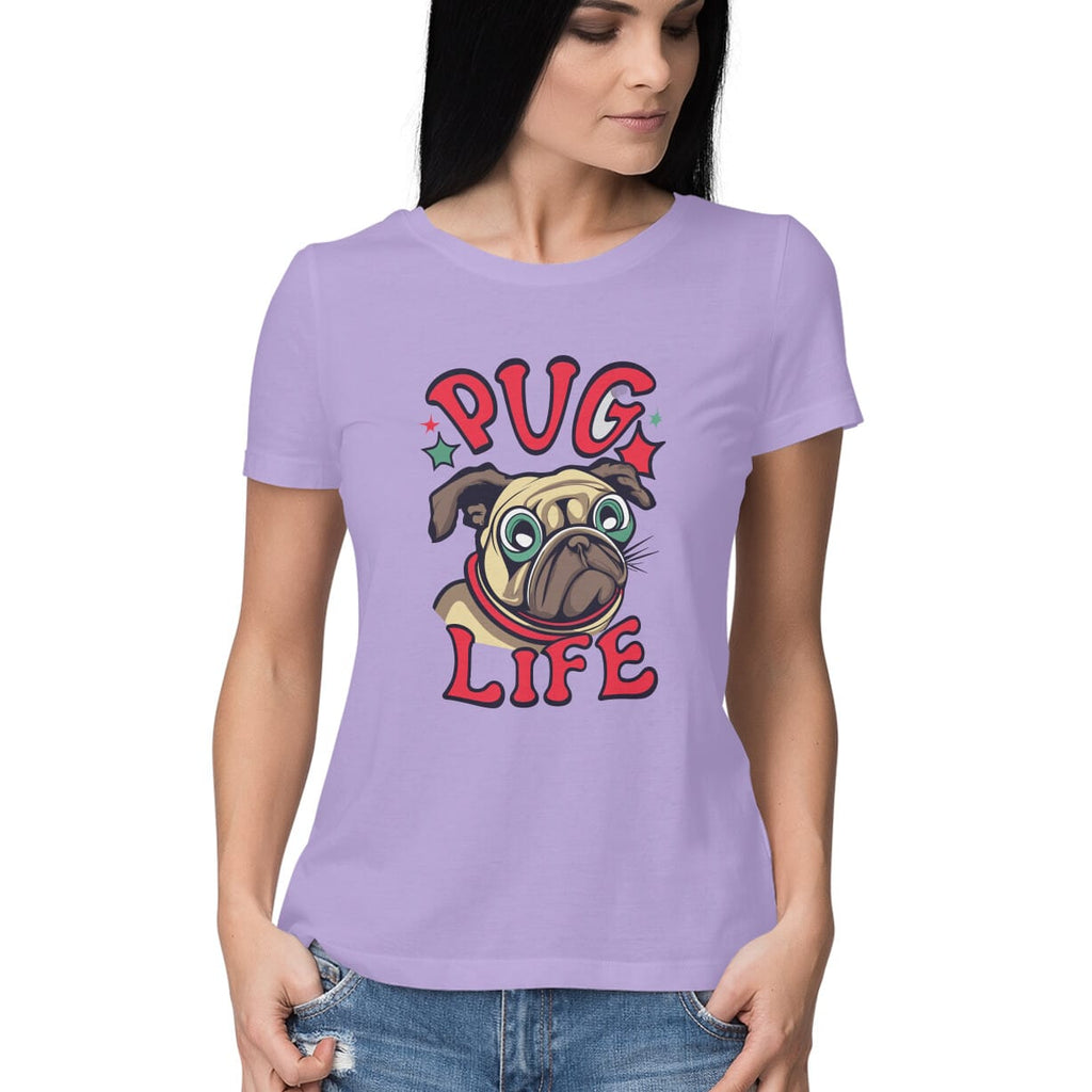 Women's Pug Life Design Printed T-Shirt