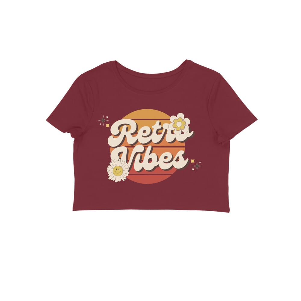 Women's Retro Vibes Graphics Printed Crop Top