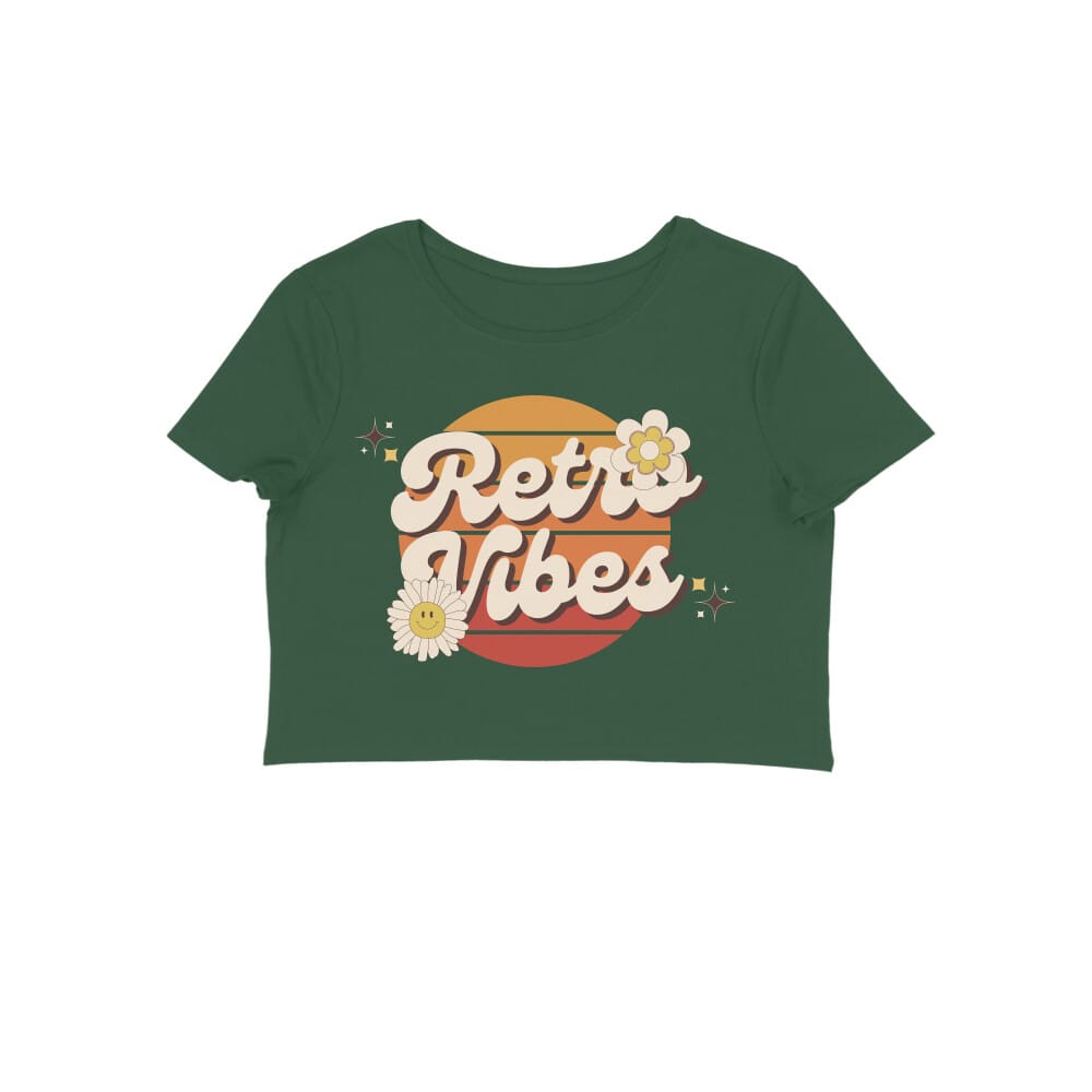 Women's Retro Vibes Graphics Printed Crop Top