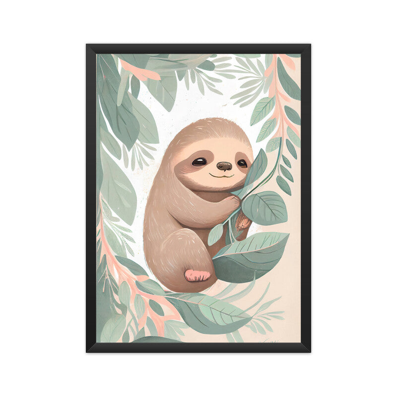 Baby Sloth on Leaf Graphics Printed Posters from Creativeya
