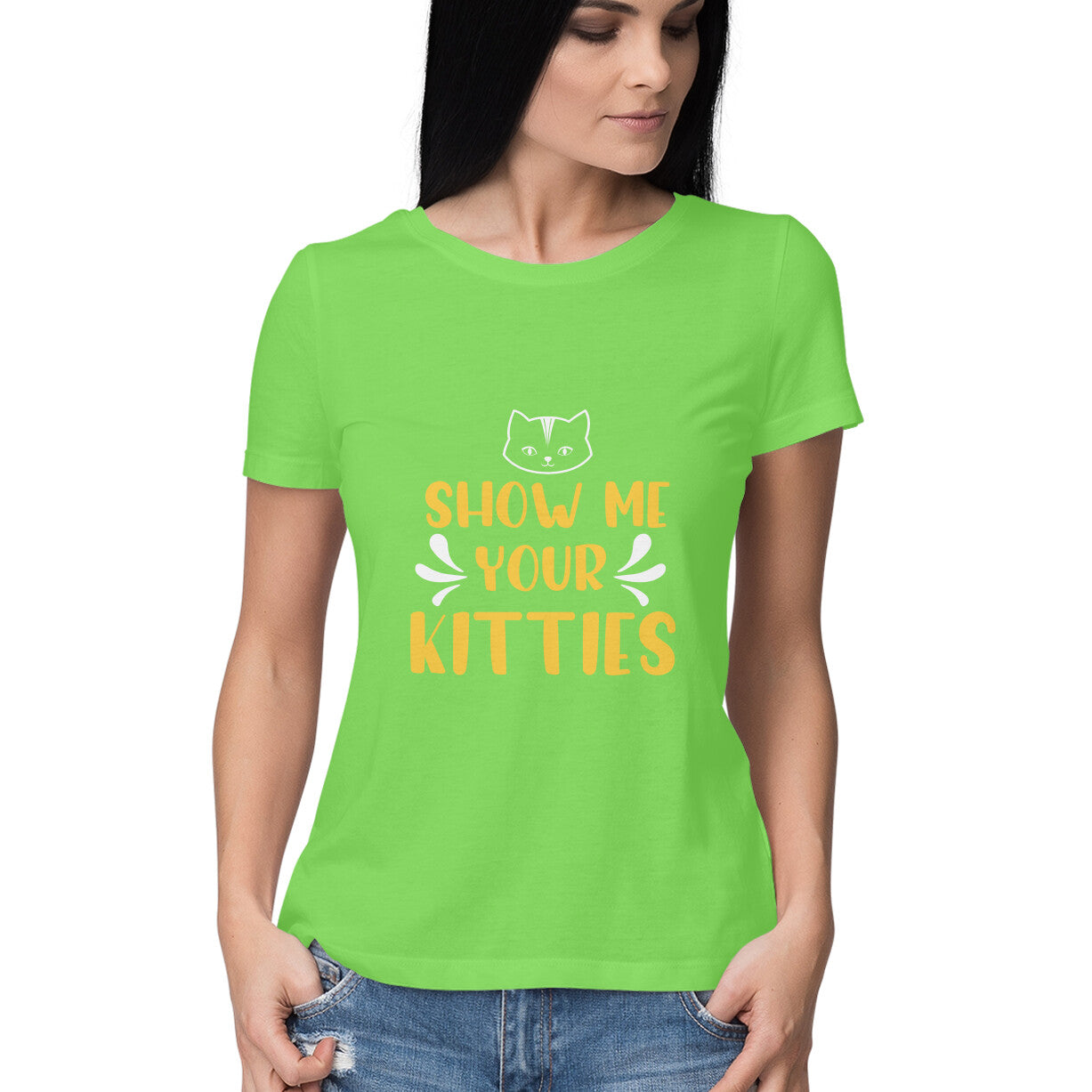 Women's Show Me Your Kitties Graphics Printed T-Shirt