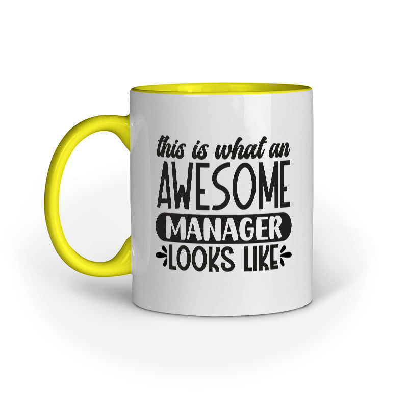 The Awesome Manager Looks Like Quote Printed Mugs from Creativeya