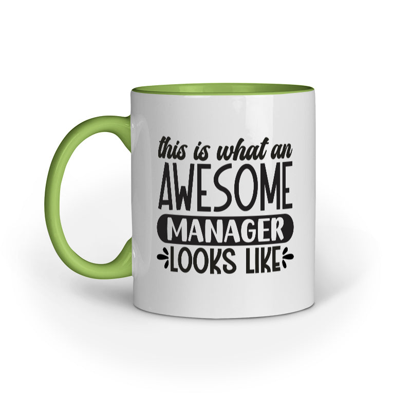 The Awesome Manager Looks Like Quote Printed Mugs from Creativeya