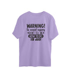 Men's Sarcastic Warning Design Printed Oversized T-Shirt