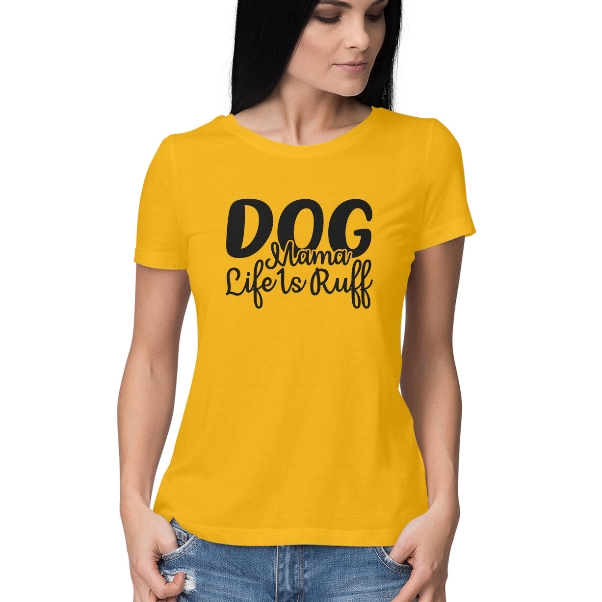 Women's Dog Mamma Life is Rough Graphics Printed T-Shirt