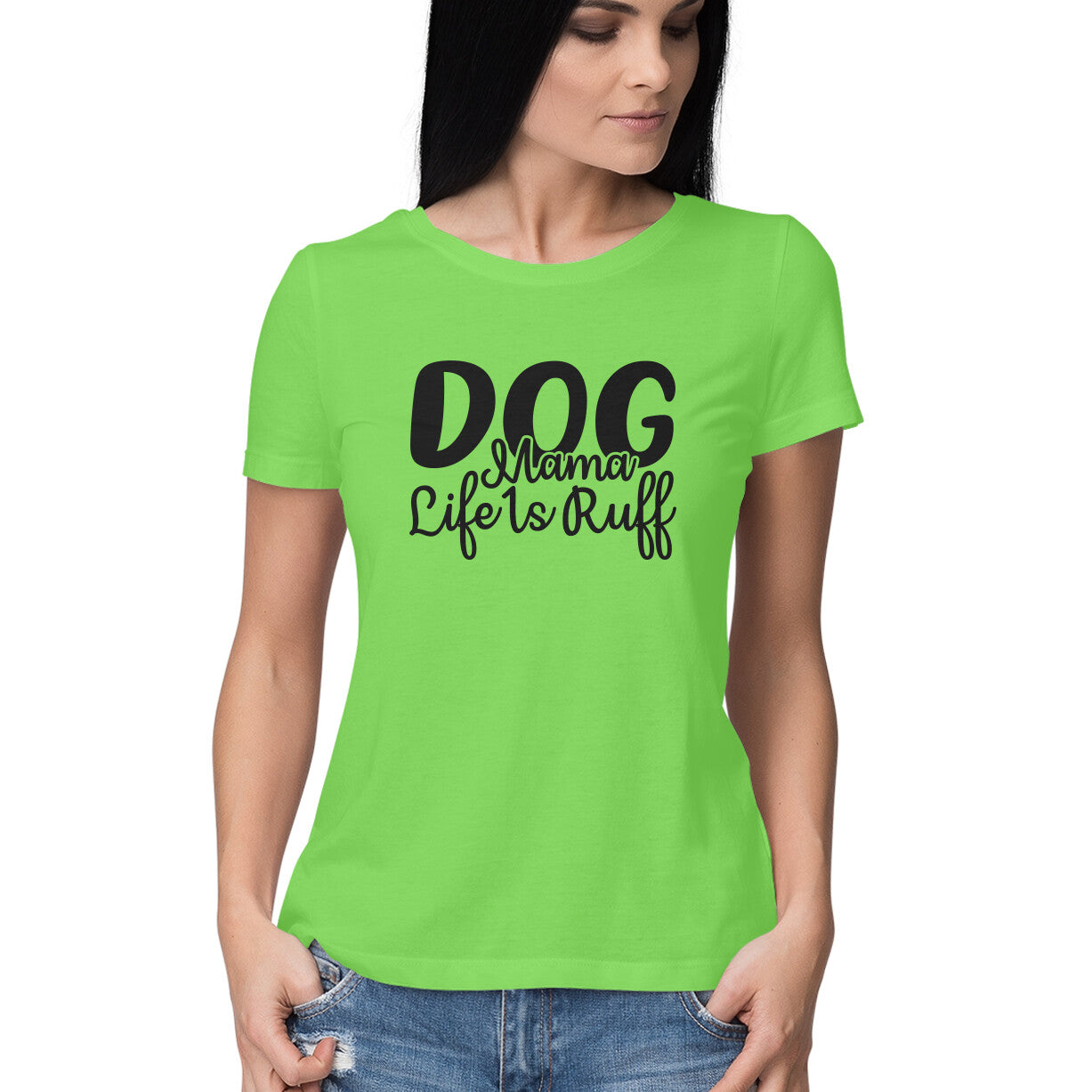 Women's Dog Mamma Life is Rough Graphics Printed T-Shirt