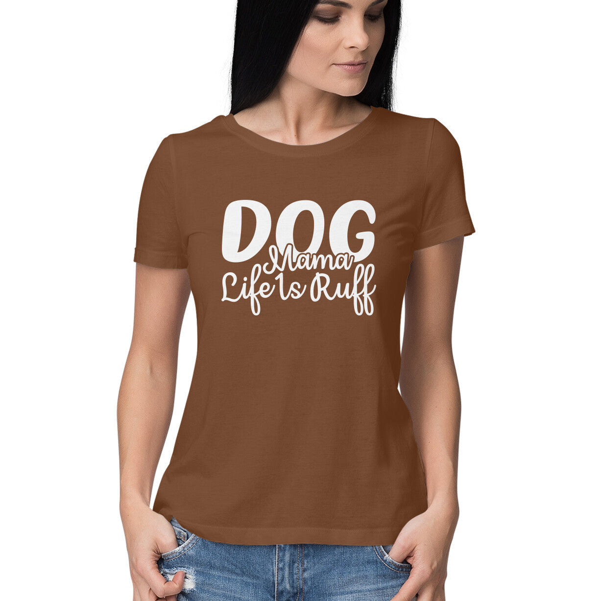 Women's Dog Mamma Life is Rough Graphics Printed T-Shirt