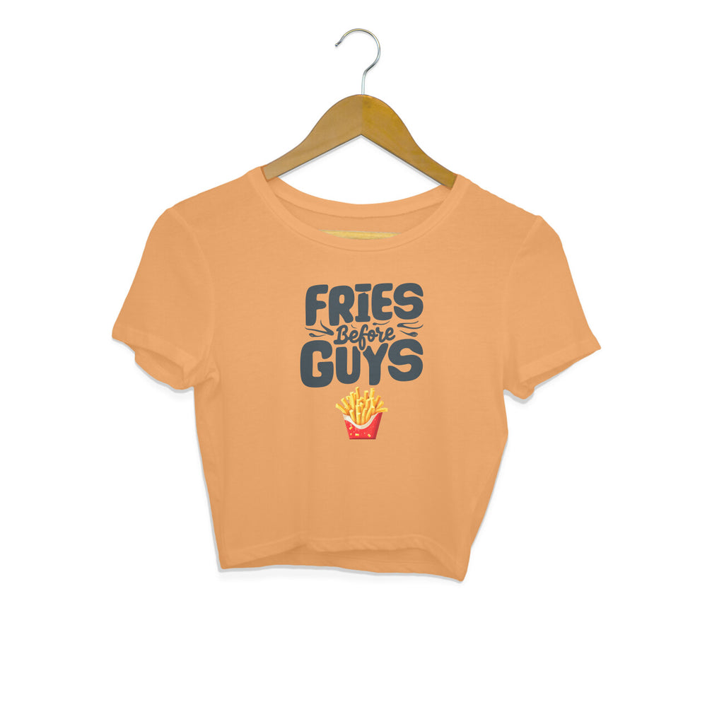 Women's Fries Before Guys Graphics Printed Crop Tops