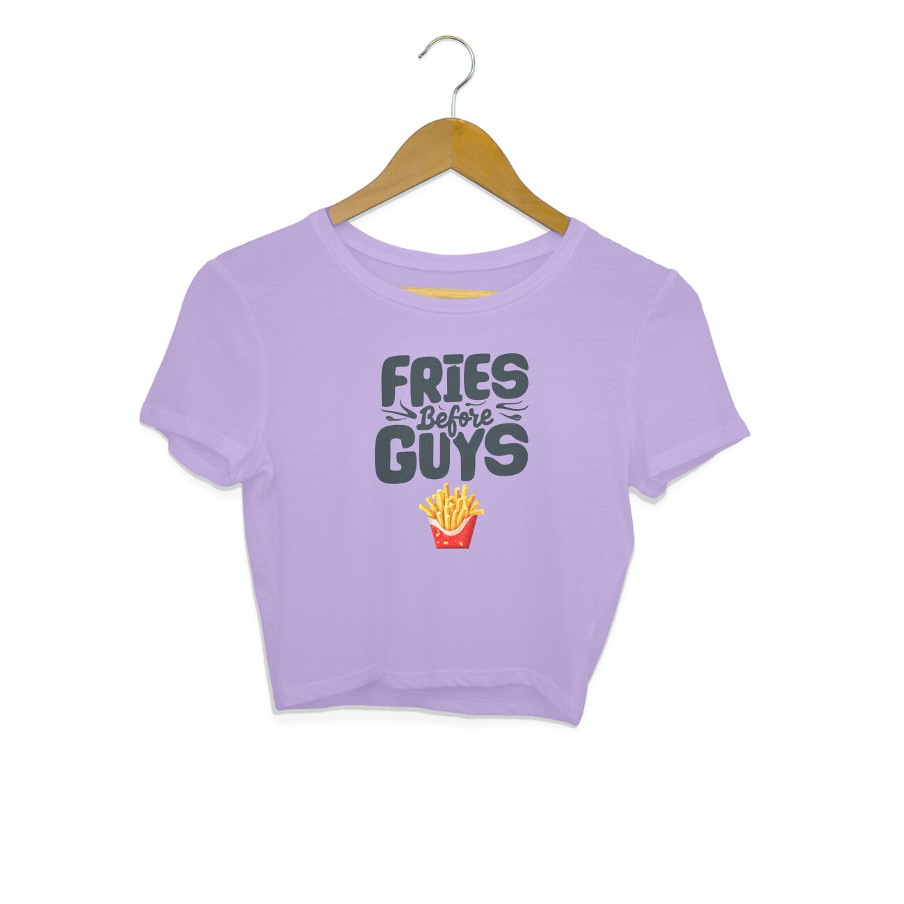 Women's Fries Before Guys Graphics Printed Crop Tops