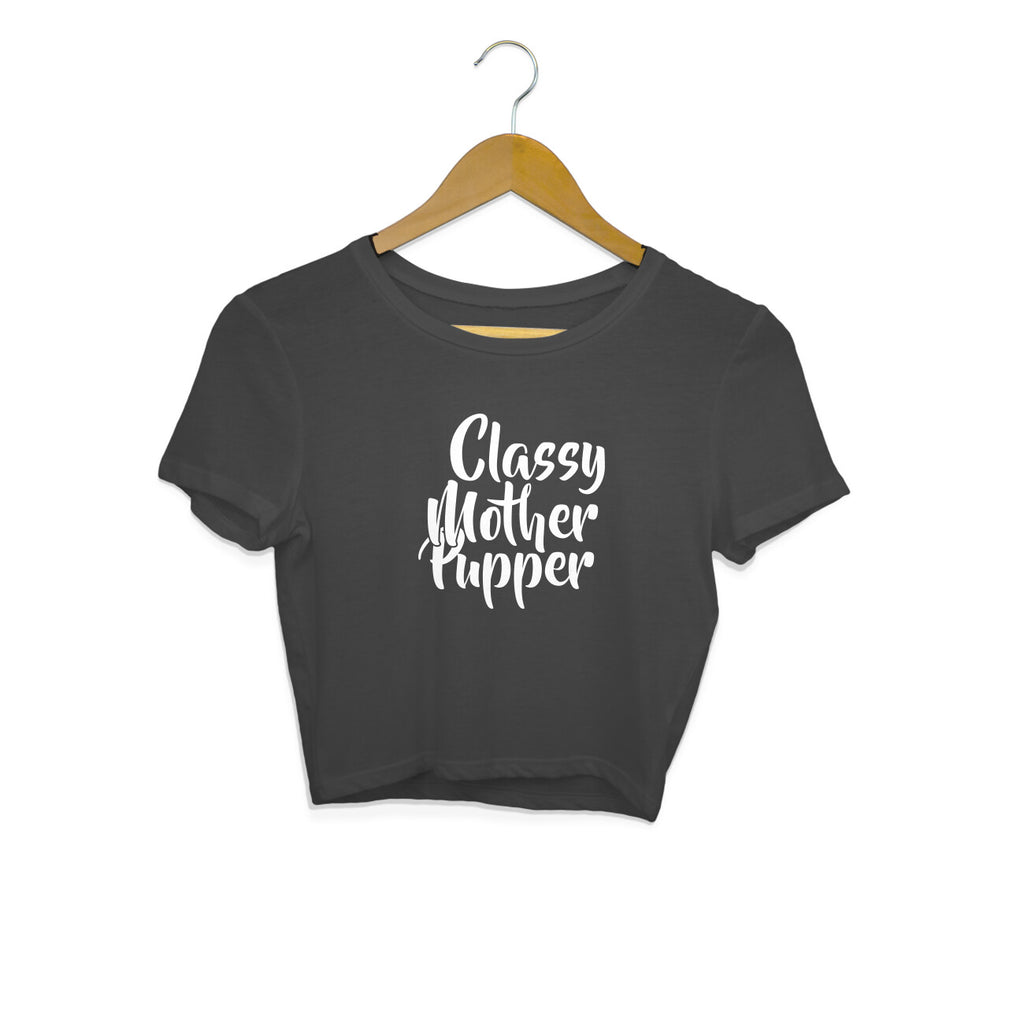 Women's Classy Mother Pupper Graphics Printed Crop Tops