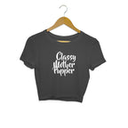 Women's Classy Mother Pupper Graphics Printed Crop Tops