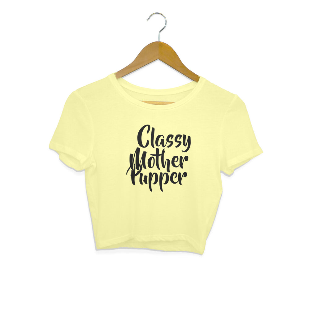 Women's Classy Mother Pupper Graphics Printed Crop Tops