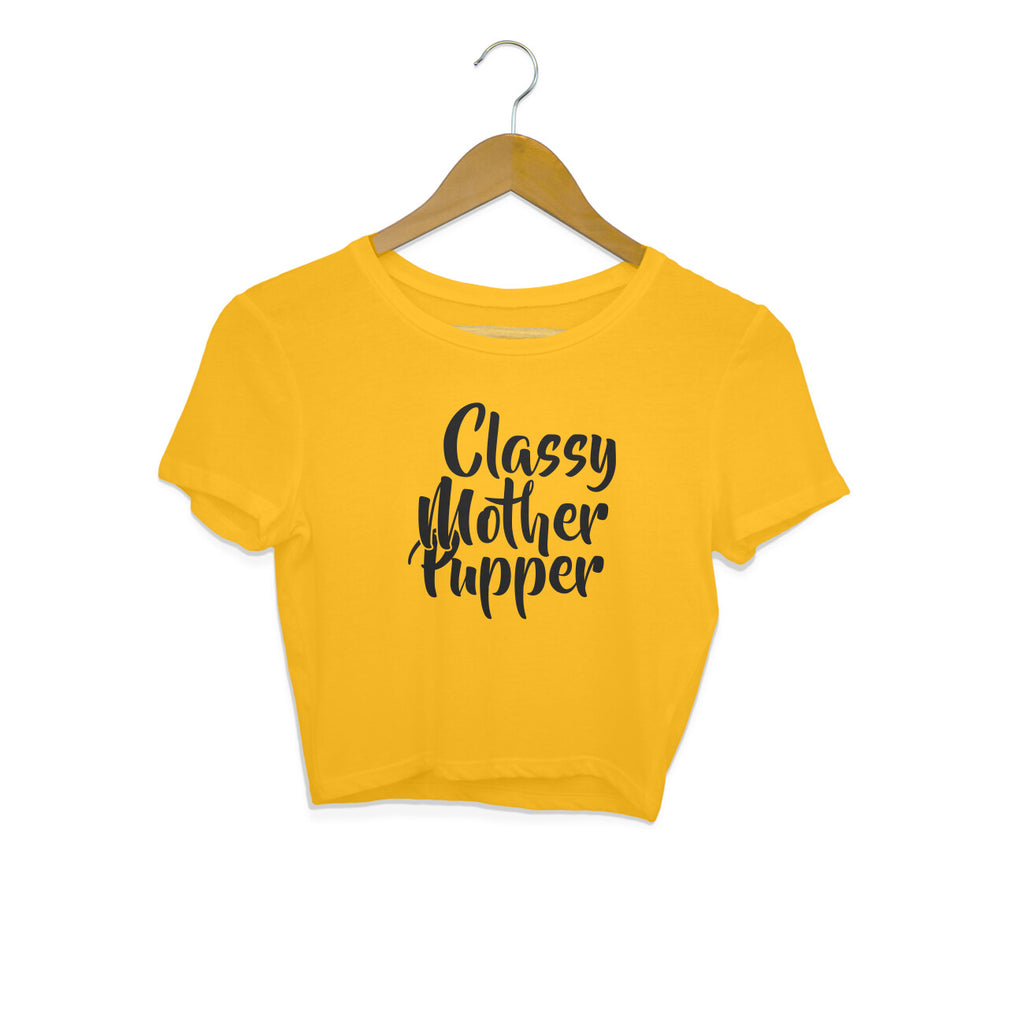 Women's Classy Mother Pupper Graphics Printed Crop Tops