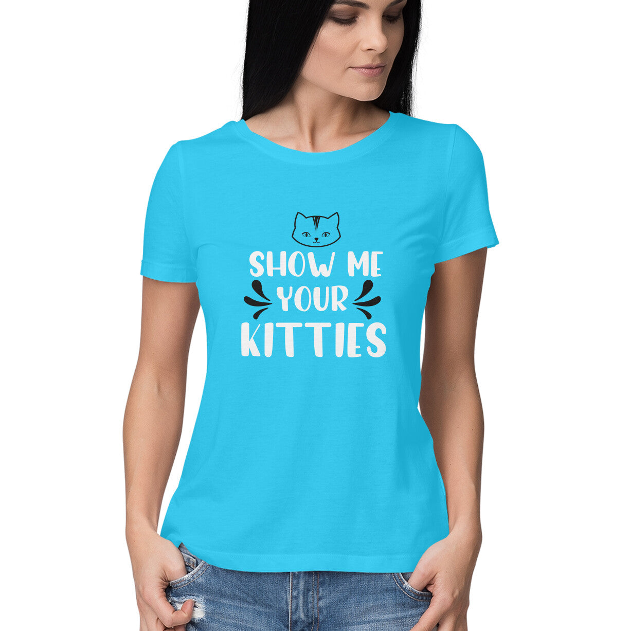 Women's Show Me Your Kitties Graphics Printed T-Shirt Main image