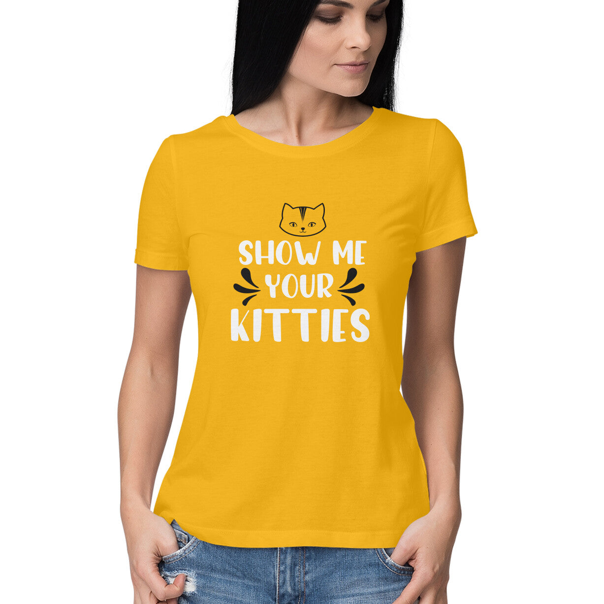 Women's Show Me Your Kitties Graphics Printed T-Shirt