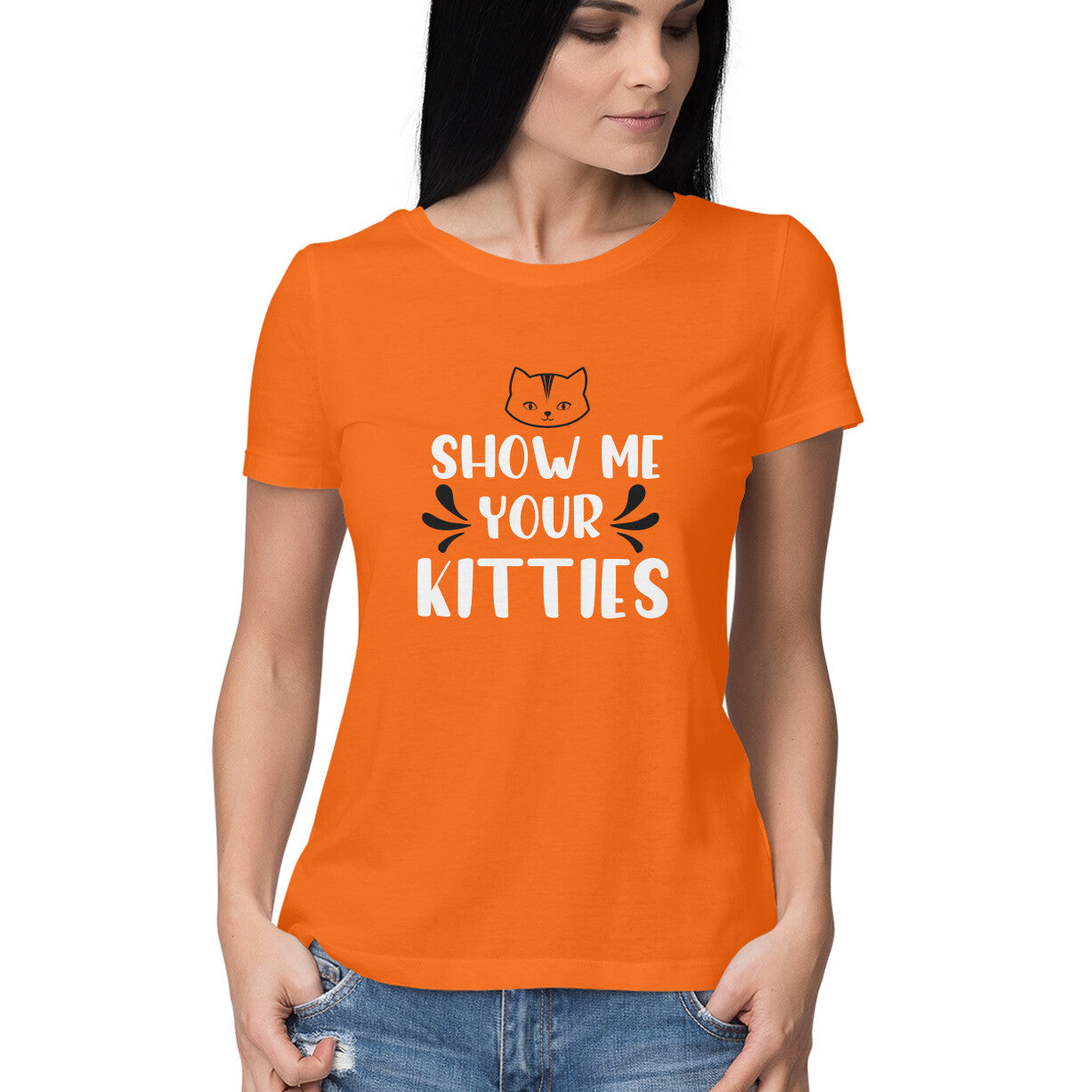 Women's Show Me Your Kitties Graphics Printed T-Shirt