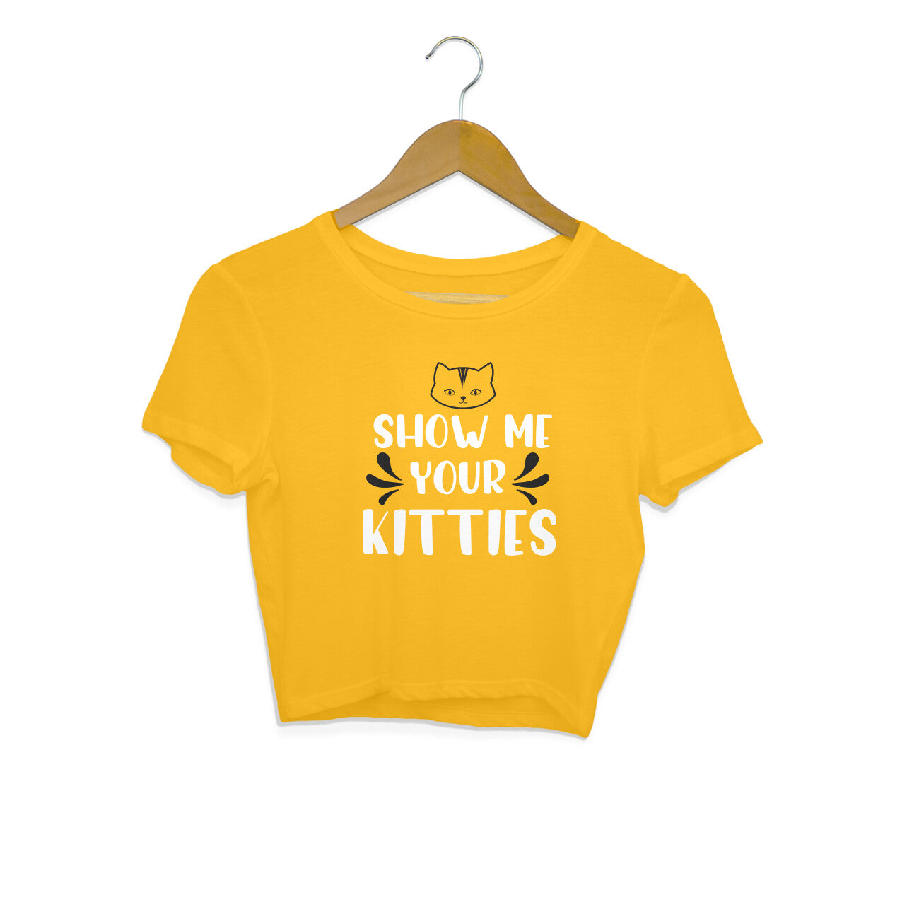 Women's Show Me Your Kitties Graphics Printed Crop Tops