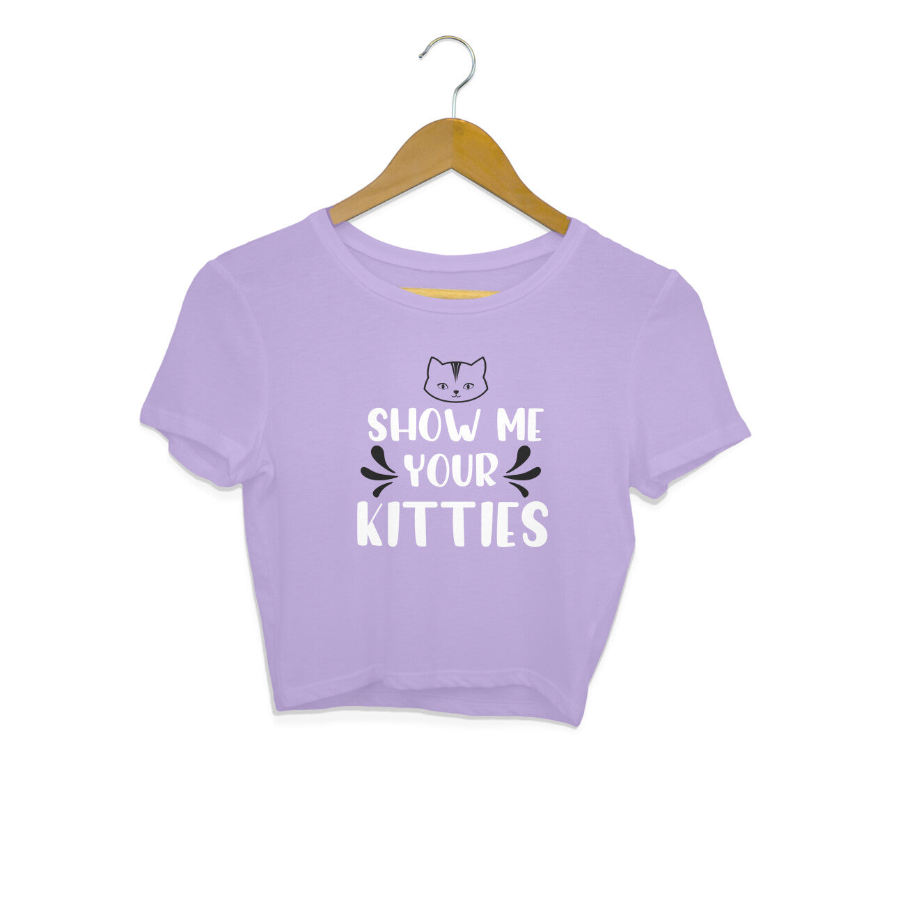 Women's Show Me Your Kitties Graphics Printed Crop Tops