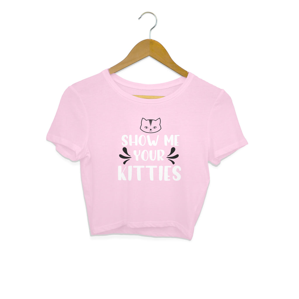 Women's Show Me Your Kitties Graphics Printed Crop Tops