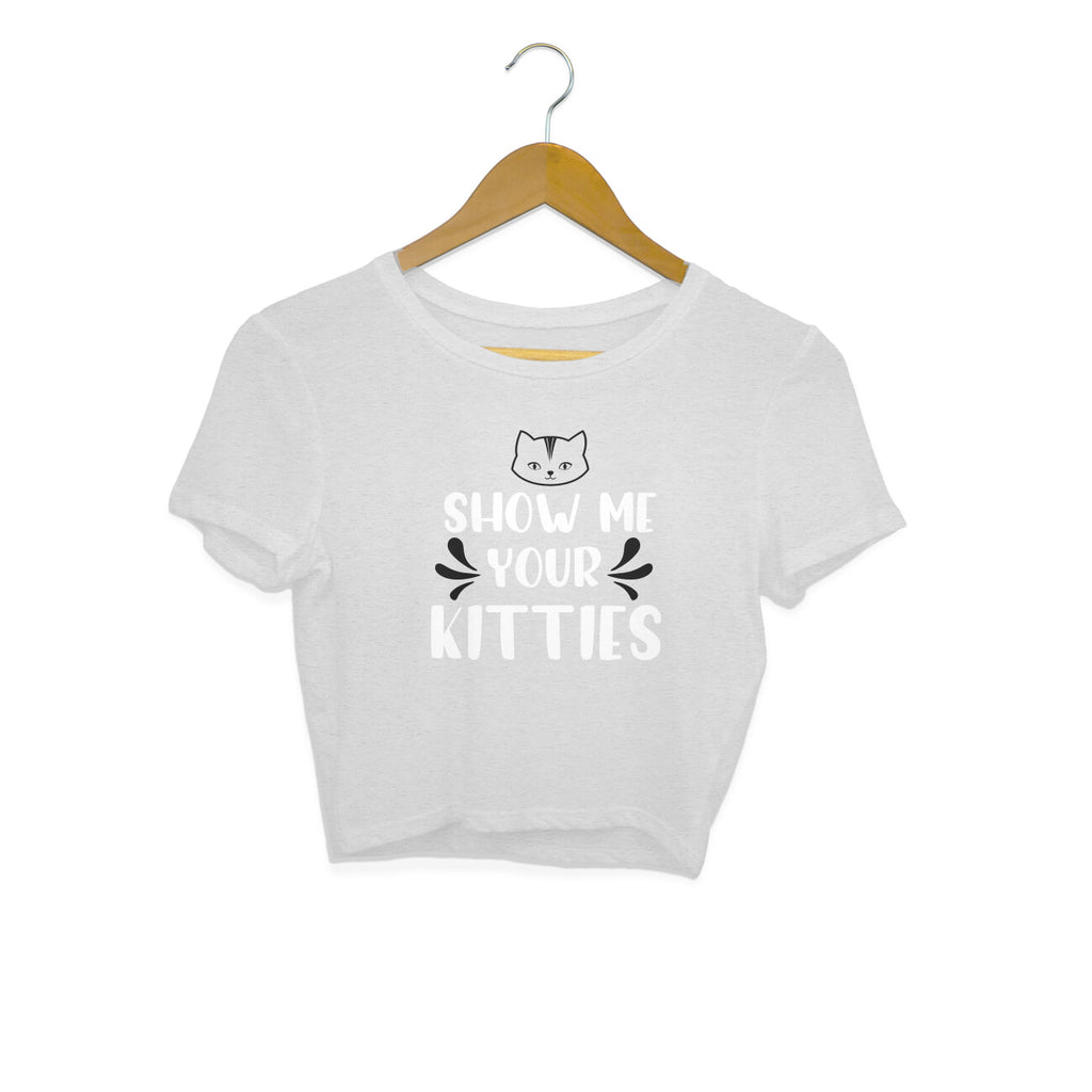Women's Show Me Your Kitties Graphics Printed Crop Tops