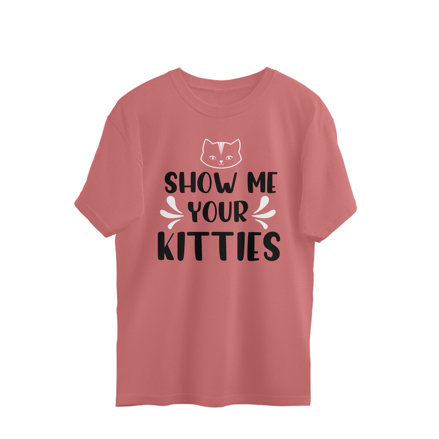 Women's Show Me Your Kitties Graphics Printed Oversized T-Shirt Secondary image
