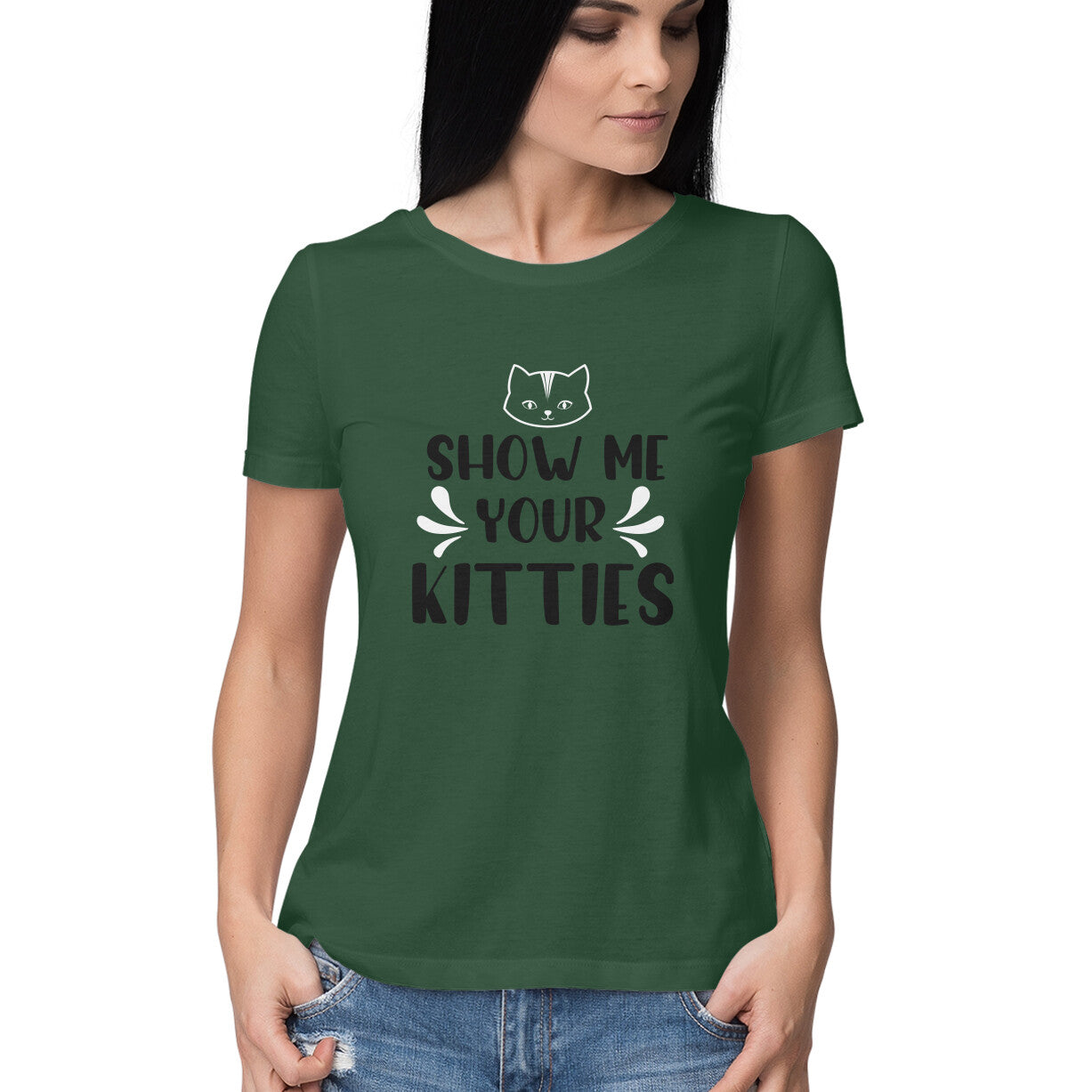 Women's Show Me Your Kitties Graphics Printed T-Shirt