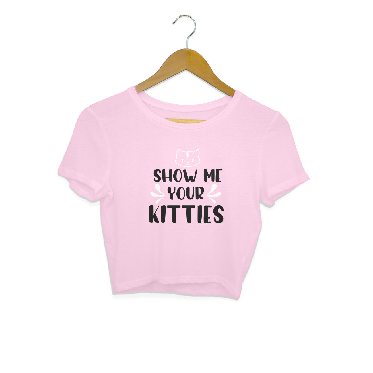 Women's Show Me Your Kitties Graphics Printed Crop Tops