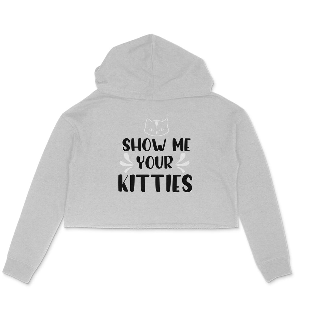 Women's Show Me Your Kitties Graphics Printed Crop Hoodies
