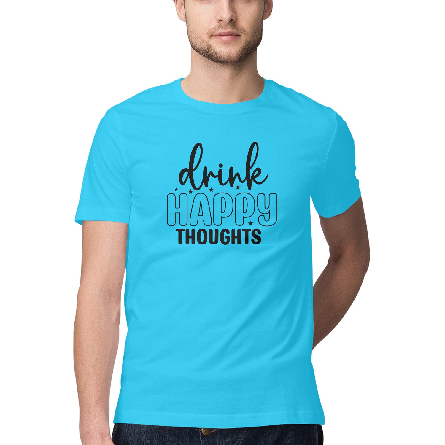 Men's Drink Happy Thoughts Design Printed T-Shirt Secondary image