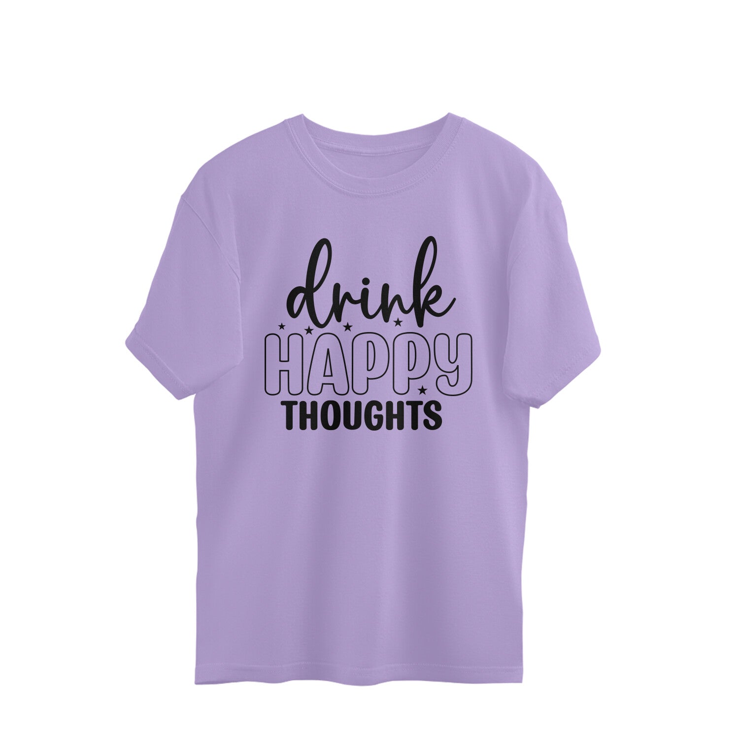 Men's Drink Happy Thoughts Design Printed Oversized T-Shirt
