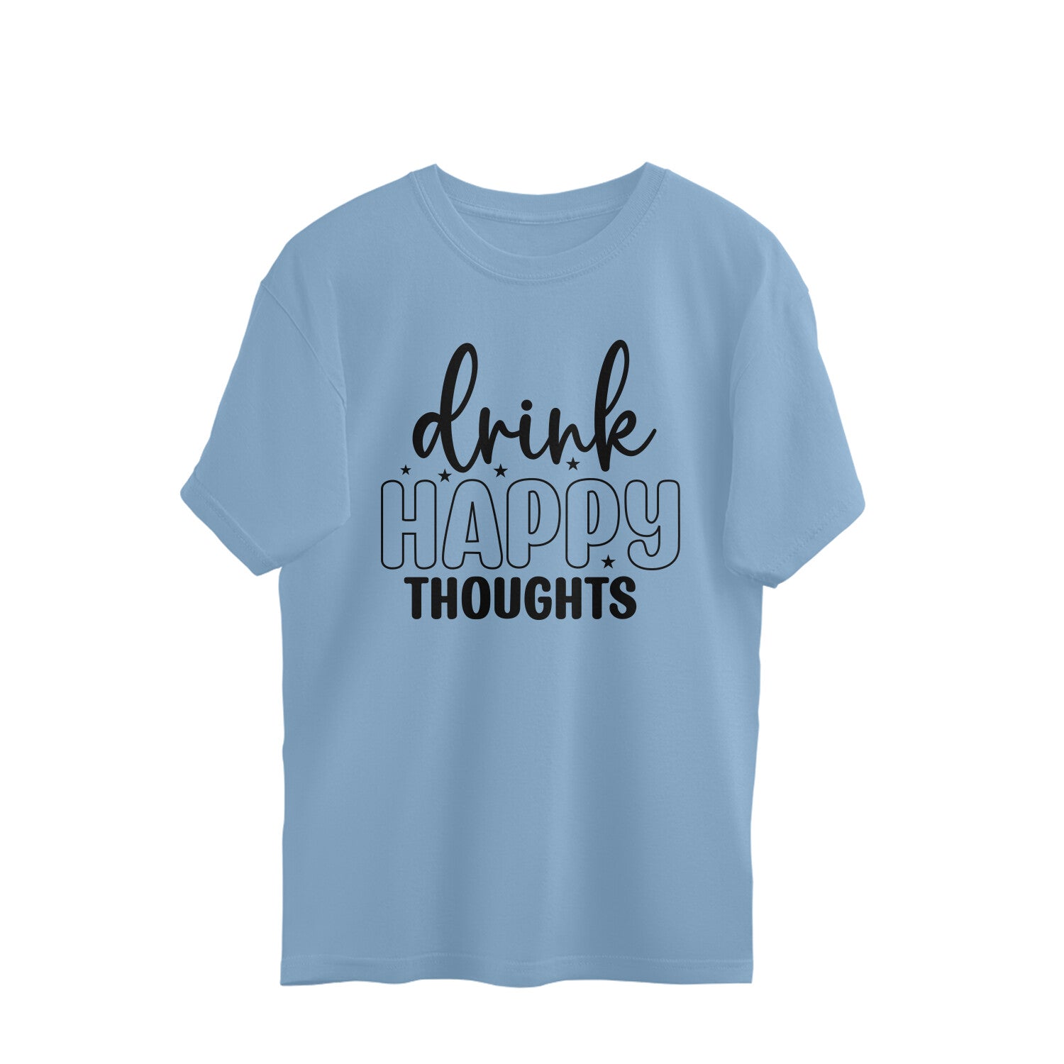 Men's Drink Happy Thoughts Design Printed Oversized T-Shirt